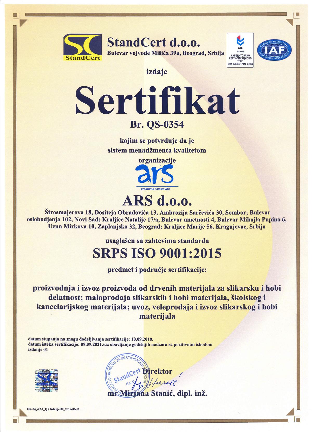 SRPS ISO 9001:2015 SRPS ISO 9001:2015
